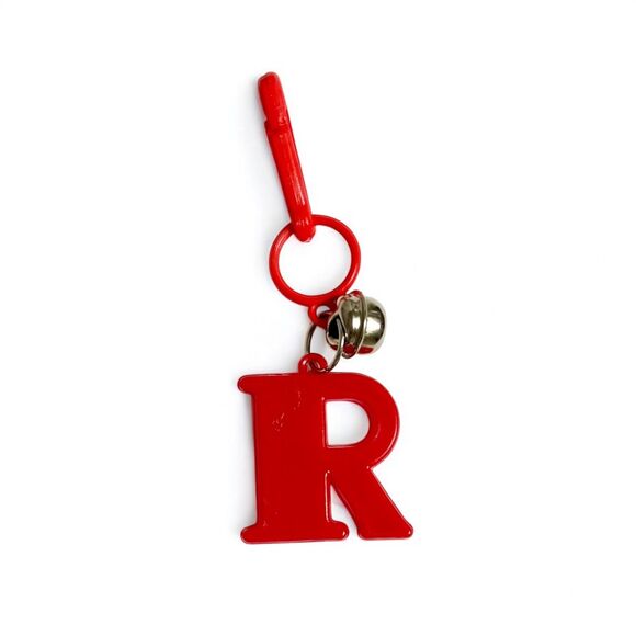 Vintage 80s Bell Charm Letter R Red Clip On Initial Alphabet Plastic Toy Jewelry - Picture 1 of 8